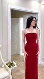 Sexy Mermaid Strapless Red Prom Dresses 22th Birthday Outfit HZ1022