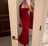 Sexy Mermaid Strapless Red Prom Dresses 21th Birthday Outfit HZ1022