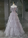 Ball Gown Off The Shoulder Tulle Prom Dresses Evening Dress HZ1022