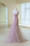 Fairy Mermaid Strapless Pink Prom Dresses Evening Dress HZ1022