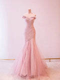 Fairy Mermaid Strapless Pink Prom Dresses Evening Dress HZ1022