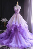 Ball Gown Straps Lilac Organza Sweet 16 Dresses HZ1022