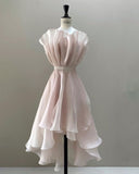 vintage a-line organza pink homecoming dress 18th birthday outfits HZ1022