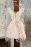 vintage a-line pink homecoming dress 18th birthday outfits HZ1022
