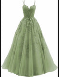 Beautiful Tulle with Lace Applique Formal Gown Evening Prom Dress HZ1022