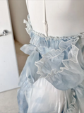 Sexy High Low Straps Blue Prom Dresses 21th Birthday Outfit HZ1022