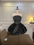 vintage a line satin black homecoming dress 18th birthday outfits HZ1022