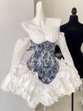 chic a line white long sleeves homecoming dress 16th birthday outfits HZ1022