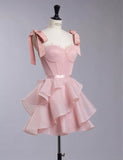 chic ball gown pink organza homecoming dress 16th birthday outfits HZ1022