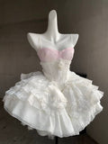 cute ball gown white straps homecoming dress 18th birthday outfits HZ1022
