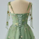 Sexy A Line Straps Green Lace Prom Dresses 21th Birthday Outfit HZ1022