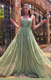 Sexy A Line Straps Sage Green Tulle Prom Dresses 21th Birthday Outfit HZ1022