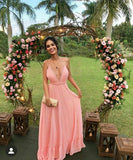 Sexy A Line Chiffon Pink Prom Dresses 21th Birthday Outfit HZ1022