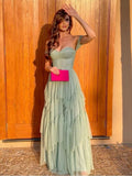 Sexy A Line Strapless Sage Green Prom Dresses 21th Birthday Outfit HZ1022