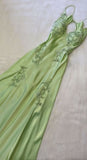 Sexy A Line Sage Green Satin Prom Dresses 21th Birthday Outfit HZ1022