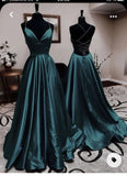 Sexy A Line Dark Green Satin Backless Prom Dresses 21th Birthday Outfit HZ1022
