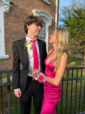 Sexy Mermaid Long Hot Pink Prom Dress 22th Birthday Outfits HZ1022