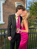 Sexy Mermaid Long Hot Pink Prom Dress 22th Birthday Outfits HZ1022