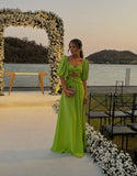 Elegant Long Green Half Sleeves Prom Dress 22th Birthday Outfits HZ1022