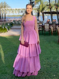 Elegant A line Long Tiered Lilac Prom Dress 22th Birthday Outfits HZ1022