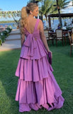 Elegant A line Long Tiered Lilac Prom Dress 22th Birthday Outfits HZ1022