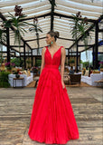 Elegant A line Long Red Prom Dress 22th Birthday Outfits HZ1022