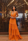 Elegant A line Strap Long Organge Prom Dress 22th Birthday Outfits HZ1022