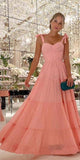 Elegant A line Blush Pink Long Chiffon Prom Dress 22th Birthday Outfits HZ1022