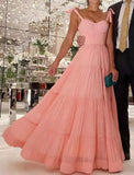 Elegant A line Blush Pink Long Chiffon Prom Dress 22th Birthday Outfits HZ1022