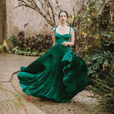 Elegant A line Long Dark Green Prom Dress 22th Birthday Outfits HZ1022