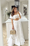 Elegant 2 Pieces Long White Prom Dress 22th Birthday Outfits HZ1022