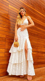 Elegant 2 Pieces Long White Lace Prom Dress 25th Birthday Outfits HZ1022