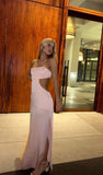 Elegant Sheath Long Pink Prom Dress 21th Birthday Outfits HZ1022