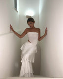 Elegant 2 Pieces Strapless Long White Tiered Prom Dress 21th Birthday Outfits HZ1022