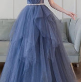 Simple Ball Gown Strapless Tulle Prom Dresses Evening Dress HZ1022
