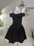 simple a line black off the shoulder homecoming dress 18th birthday outfits HZ1022