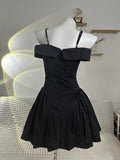 simple a line black off the shoulder homecoming dress 18th birthday outfits HZ1022
