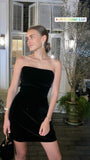 simple a line black strapless velvet homecoming dress 18th birthday outfits HZ1022