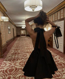 simple a line black halter homecoming dress 18th birthday outfits HZ1022