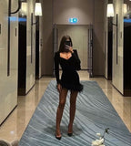 sheath long sleeves black homecoming dress 18th birthday outfits HZ1022