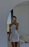 sexy sheath strapless white homecoming dress 18th birthday outfits HZ1022