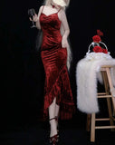 Sexy Sheath Long Burgundy Velvet Prom Dress 21th Birthday Outfits HZ1022