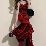 Sexy Sheath Long Burgundy Velvet Prom Dress 21th Birthday Outfits HZ1022