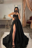 Sexy A line Long Black Tulle Prom Dress 21th Birthday Outfits HZ1022