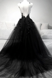 Black V Neck Lace Formal Graduation Dresses Prom Dresses Evening Dress HZ1022