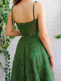 Green Lace Long Formal Graduation Dresses Birthday Outfits HZ1022