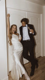Simple Mermaid Ivory Long Prom Dresses Formal Dress HZ1022