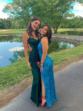Simple Mermaid Dark Green Backless Long Prom Dresses Formal Dress HZ1022