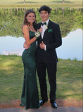 Simple Mermaid Dark Green Backless Long Prom Dresses Formal Dress HZ1022