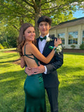 Simple Mermaid Dark Green Backless Long Prom Dresses Formal Dress HZ1022